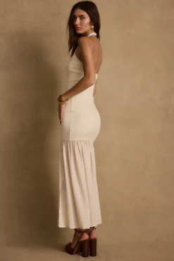 Hot Viviana Cream Halter Maxi Dress The White Edit|Golden Hour Bachelorette