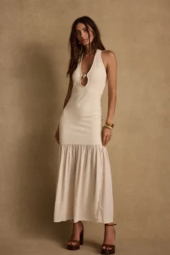 Hot Viviana Cream Halter Maxi Dress The White Edit|Golden Hour Bachelorette