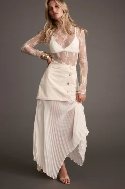 Best Whitney Bone Layered Pleated Maxi Skirt Skirts|Denim + Diamonds Bachelorette