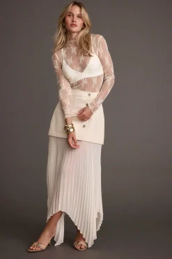 Best Whitney Bone Layered Pleated Maxi Skirt Skirts|Denim + Diamonds Bachelorette