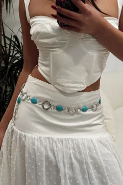 New Zinnia Turquoise Silver Chain Belt Belts