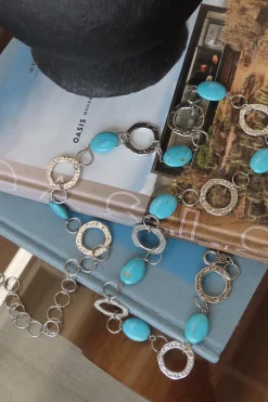 New Zinnia Turquoise Silver Chain Belt Belts