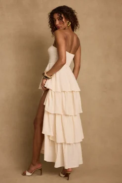 Hot Zula Natural Strapless Maxi Dress The White Edit|Golden Hour Bachelorette