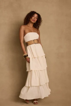 Hot Zula Natural Strapless Maxi Dress The White Edit|Golden Hour Bachelorette