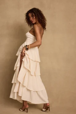 Hot Zula Natural Strapless Maxi Dress The White Edit|Golden Hour Bachelorette