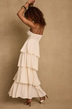Hot Zula Natural Strapless Maxi Dress The White Edit|Golden Hour Bachelorette
